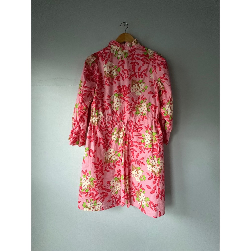 Flora Bea NYC Pink Floral Ruffle Neck Mini Dress Size 4 - Picture 5 of 7